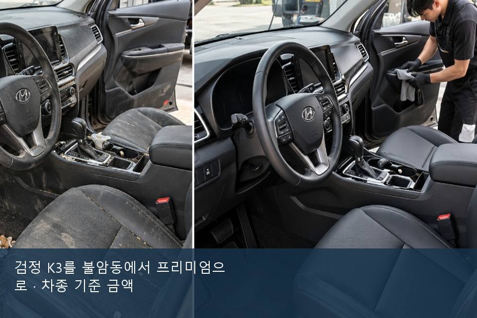 검정 K3를 불암동에서 프리미엄으로 · 차종 기준 금액